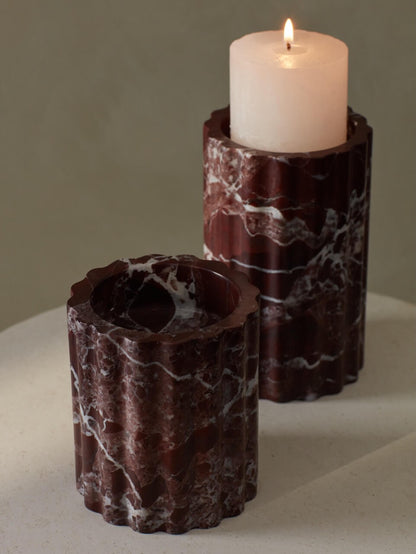 Ribbed Marble Candle Holder