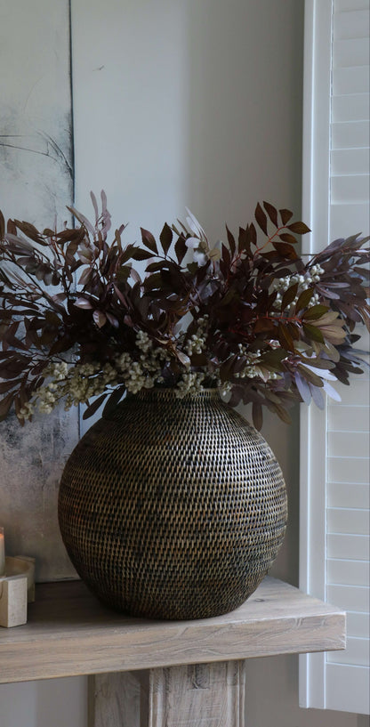 Antique Brown Rattan Vase