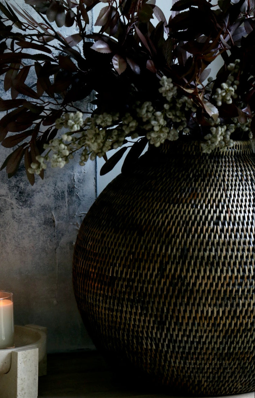 Antique Brown Rattan Vase