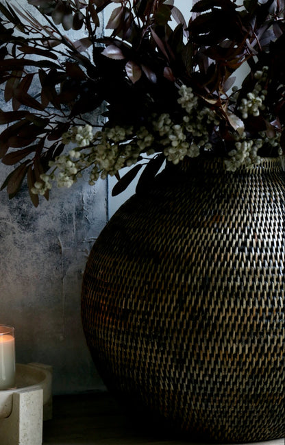 Antique Brown Rattan Vase