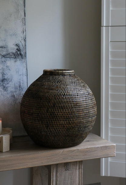 Antique Brown Rattan Vase