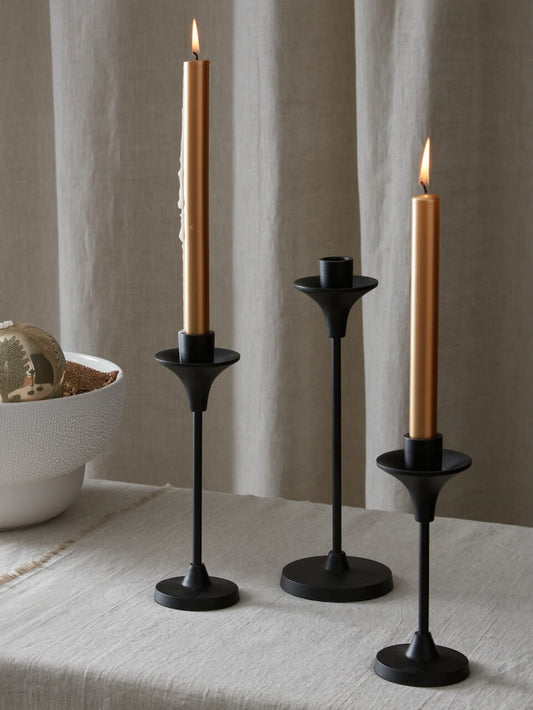 Set of 3 Black Candlesticks