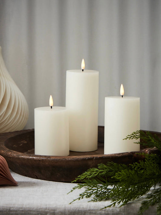 Set of 3 LED Pillar Candles with Remote/Timer