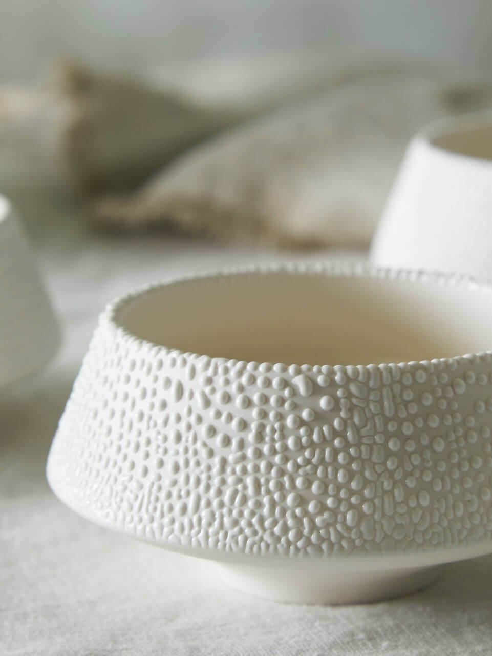 Set of 3 White Ceramic Tealight Holders