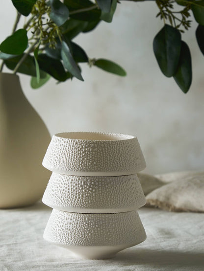 Set of 3 White Ceramic Tealight Holders